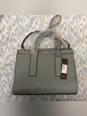 Tahari Pale Blue Structured Satchel with Top Handles